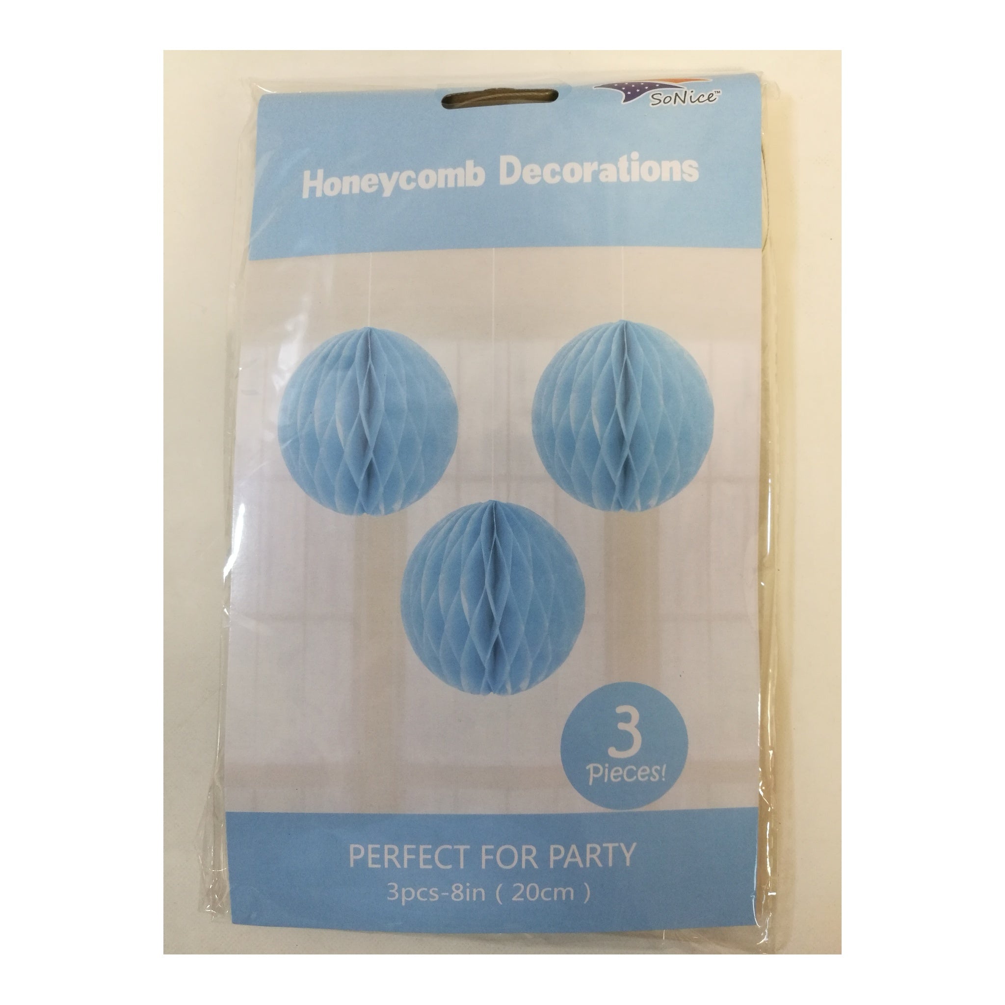 3Pcs 8"Honeycomb Light Blue 120Set/Cs